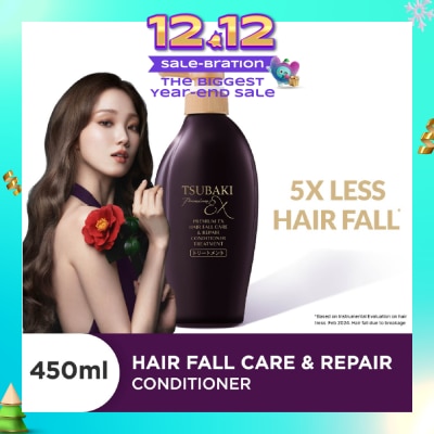 TSUBAKI Premium EX Hair Fall Care & Repair Conditioner Treatment (5x Less Hair Fall, Hydrate Scalp & Repair Hair For Thicker & Fuller) 450ml