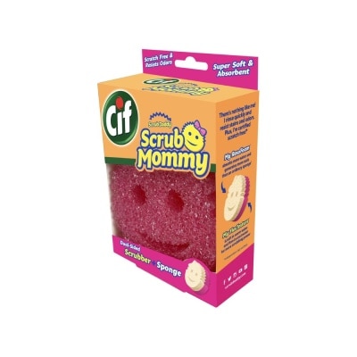 CIF Scrub Mommy Dual-Sided Scrubber + Sponge (Super Soft, Absorbent, Resists Odors & Scretch Free) 1s