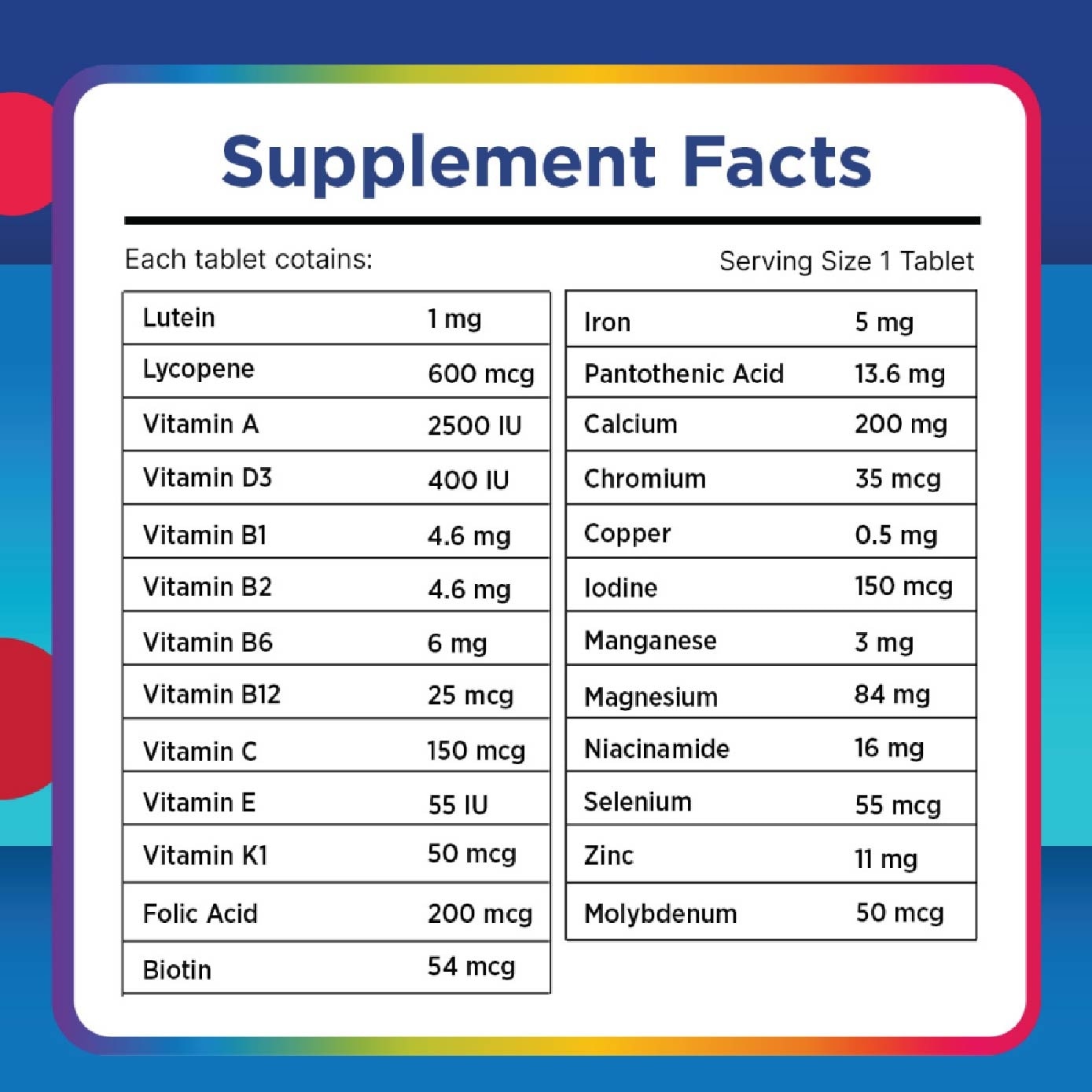 Multivitamin & Multimineral Tablet for Men (Complete from A to Zinc) 100s (Expiry: Jan`2026)