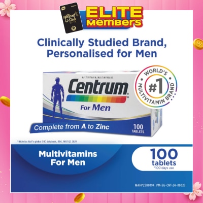 CENTRUM Multivitamin & Multimineral Tablet for Men (Complete from A to Zinc) 100s&nbsp;(Expiry: Jan`2026)