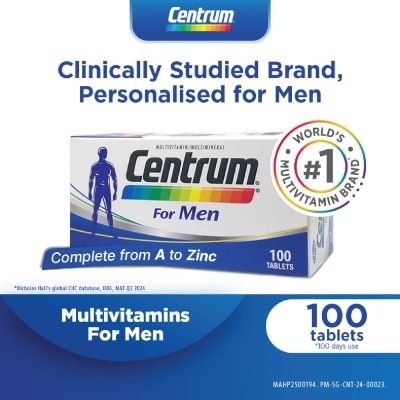 CENTRUM Multivitamin & Multimineral Tablet for Men (Complete from A to Zinc) 100s (Expiry: Jan`2026)