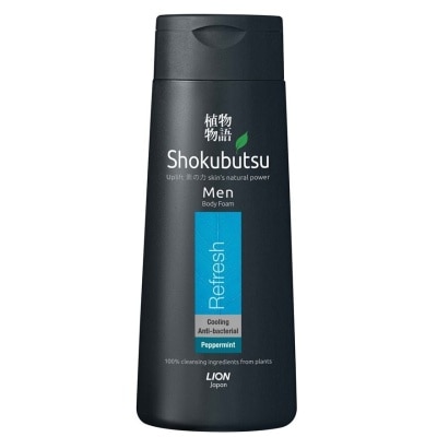 SHOKUBUTSU Men Body Foam Refresh Peppermint (Cooling + Anti-Bacterial) 200ml