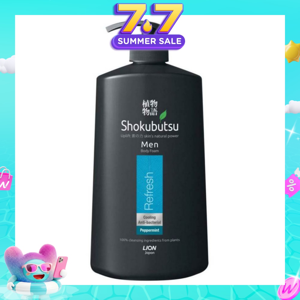 SHOKUBUTSU Men Peppermint Antibacterial Body Foam 900ml - Refresh