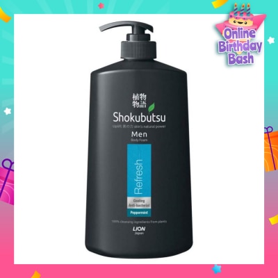 SHOKUBUTSU Men Peppermint Antibacterial Body Foam 900ml - Refresh
