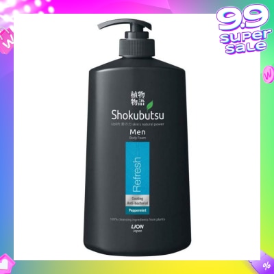 SHOKUBUTSU Men Peppermint Antibacterial Body Foam 900ml - Refresh