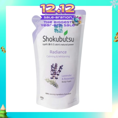 SHOKUBUTSU Radiance Body Foam Refill Calming & Whitening (With Lavender & Rosemary Extracts) 600ml