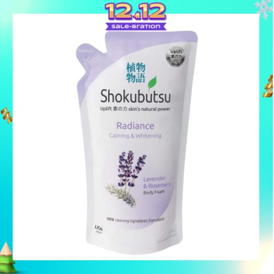 SHOKUBUTSU Radiance Body Foam Refill Calming & Whitening (With Lavender & Rosemary Extracts) 600ml