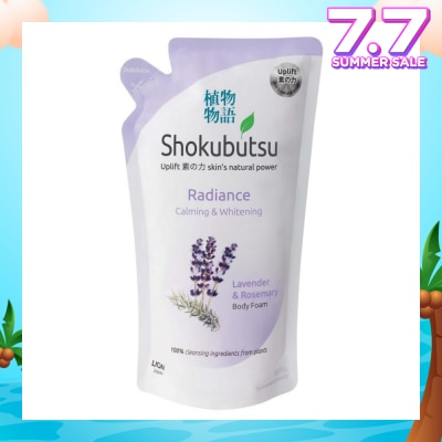 SHOKUBUTSU Radiance Body Foam Refill Calming & Whitening (With Lavender & Rosemary Extracts) 600ml