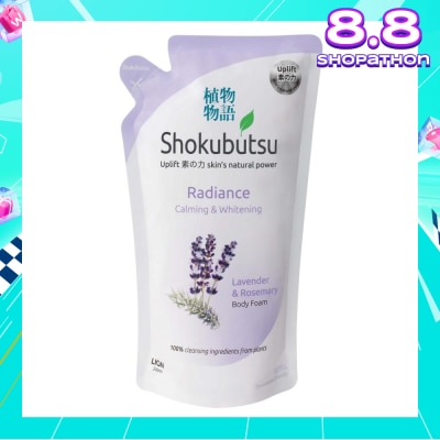 SHOKUBUTSU Radiance Body Foam Refill Calming & Whitening (With Lavender & Rosemary Extracts) 600ml