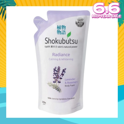 SHOKUBUTSU Radiance Body Foam Refill Calming & Whitening (With Lavender & Rosemary Extracts) 600ml