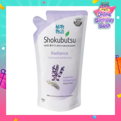 SHOKUBUTSU Radiance Body Foam Refill Calming & Whitening (With Lavender & Rosemary Extracts) 600ml