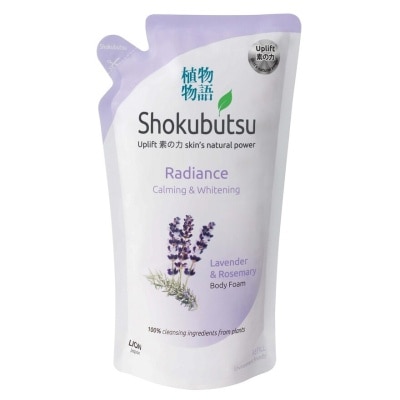 SHOKUBUTSU Radiance Body Foam Refill Calming & Whitening (With Lavender & Rosemary Extracts) 600ml