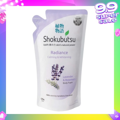 SHOKUBUTSU Radiance Body Foam Refill Calming & Whitening (With Lavender & Rosemary Extracts) 600ml