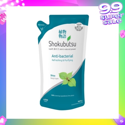 SHOKUBUTSU Anti-Bacterial Body Foam Refill 600ml - Refreshing & Purifying