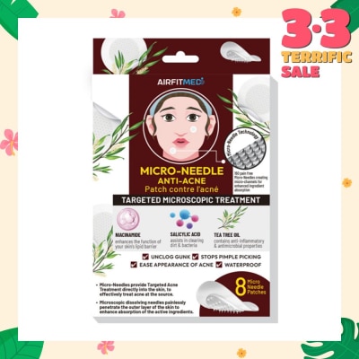 AIRFIT MEDI Micro-Needle Anti-Acne Patch (With Niacinamide, Salicylic Acid & Tea Tree Oil) 8s