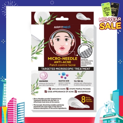 AIRFIT MEDI Micro-Needle Anti-Acne Patch (With Niacinamide, Salicylic Acid & Tea Tree Oil) 8s
