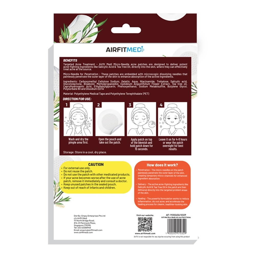 Micro-Needle Anti-Acne Patch (With Niacinamide, Salicylic Acid & Tea Tree Oil) 8s