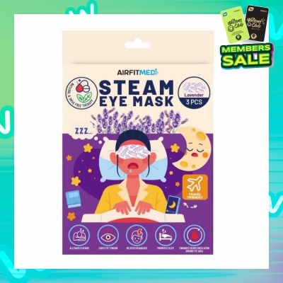 AIRFIT MEDI Steam Eye Mask Lavender (To Alleviates Fatigue, Eases Eye Tension, Relieves Headaches & Enhances Blood Circulation) 3s