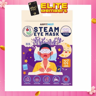AIRFIT MEDI Steam Eye Mask Lavender (To Alleviates Fatigue, Eases Eye Tension, Relieves Headaches & Enhances Blood Circulation) 3s