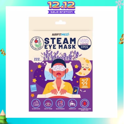 AIRFIT MEDI Steam Eye Mask Lavender (To Alleviates Fatigue, Eases Eye Tension, Relieves Headaches & Enhances Blood Circulation) 3s