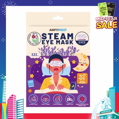 AIRFIT MEDI Steam Eye Mask Lavender (To Alleviates Fatigue, Eases Eye Tension, Relieves Headaches & Enhances Blood Circulation) 3s