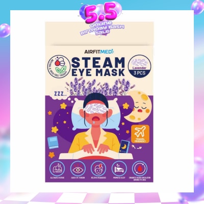 AF MEDI - Steam Eye Mask Lavender (To Alleviates Fatigue, Eases Eye Tension, Relieves Headaches & Enhances Blood Circulation) 3s
