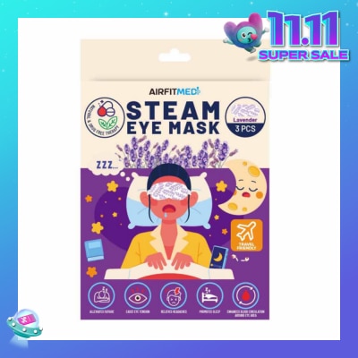 AIRFIT MEDI Steam Eye Mask Lavender (To Alleviates Fatigue, Eases Eye Tension, Relieves Headaches & Enhances Blood Circulation) 3s