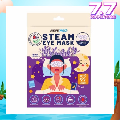 AIRFIT MEDI Steam Eye Mask Lavender (To Alleviates Fatigue, Eases Eye Tension, Relieves Headaches & Enhances Blood Circulation) 3s