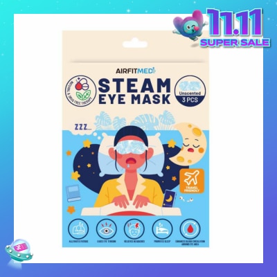 AIRFIT MEDI Steam Eye Mask Unscented (To Alleviates Fatigue, Eases Eye Tension, Relieves Headaches & Enhances Blood Circulation) 3s