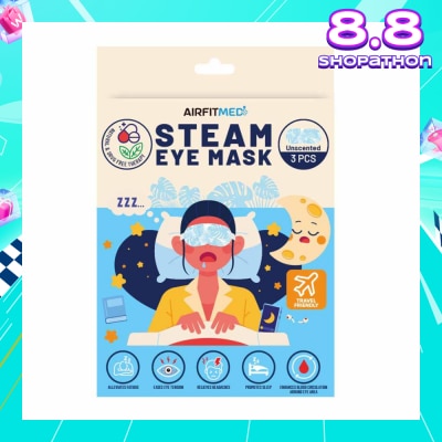AIRFIT MEDI Steam Eye Mask Unscented (To Alleviates Fatigue, Eases Eye Tension, Relieves Headaches & Enhances Blood Circulation) 3s