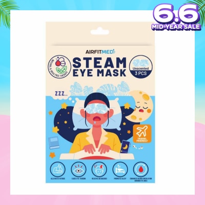 AIRFIT MEDI Steam Eye Mask Unscented (To Alleviates Fatigue, Eases Eye Tension, Relieves Headaches & Enhances Blood Circulation) 3s