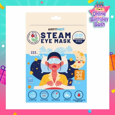 AIRFIT MEDI Steam Eye Mask Unscented (To Alleviates Fatigue, Eases Eye Tension, Relieves Headaches & Enhances Blood Circulation) 3s