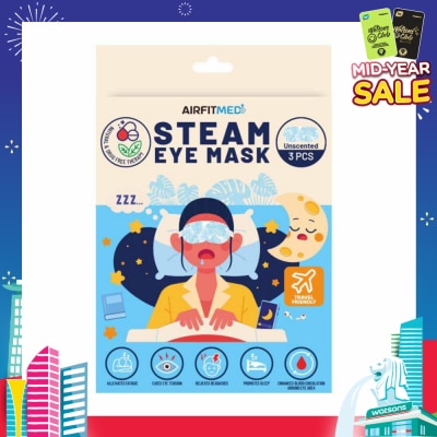 AIRFIT MEDI Steam Eye Mask Unscented (To Alleviates Fatigue, Eases Eye Tension, Relieves Headaches & Enhances Blood Circulation) 3s