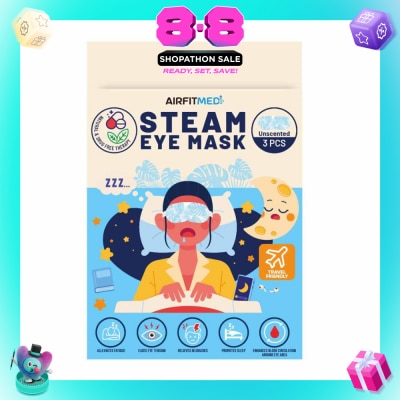 AF MEDI - Steam Eye Mask Unscented (To Alleviates Fatigue, Eases Eye Tension, Relieves Headaches & Enhances Blood Circulation) 3s
