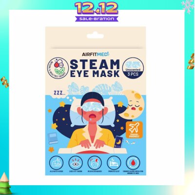 AIRFIT MEDI Steam Eye Mask Unscented (To Alleviates Fatigue, Eases Eye Tension, Relieves Headaches & Enhances Blood Circulation) 3s