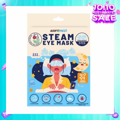 AIRFIT MEDI Steam Eye Mask Unscented (To Alleviates Fatigue, Eases Eye Tension, Relieves Headaches & Enhances Blood Circulation) 3s