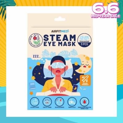AIRFIT MEDI Steam Eye Mask Unscented (To Alleviates Fatigue, Eases Eye Tension, Relieves Headaches & Enhances Blood Circulation) 3s