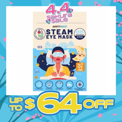 AF MEDI - Steam Eye Mask Unscented (To Alleviates Fatigue, Eases Eye Tension, Relieves Headaches & Enhances Blood Circulation) 3s