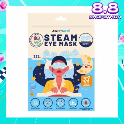 AIRFIT MEDI Steam Eye Mask Unscented (To Alleviates Fatigue, Eases Eye Tension, Relieves Headaches & Enhances Blood Circulation) 3s