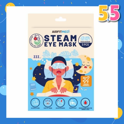 AIRFIT MEDI Steam Eye Mask Unscented (To Alleviates Fatigue, Eases Eye Tension, Relieves Headaches & Enhances Blood Circulation) 3s