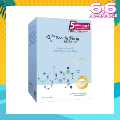 MY BEAUTY DIARY Hyaluronic Acid Moisturizing Mask 8s