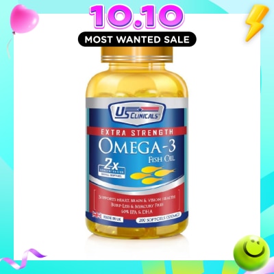 US CLINICALS Extra Strength Omega 3 Fish Oil Softgel 200s image