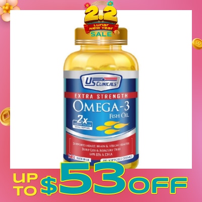 US CLINICALS Extra Strength Omega-3 Fish Oil Softgel 200s