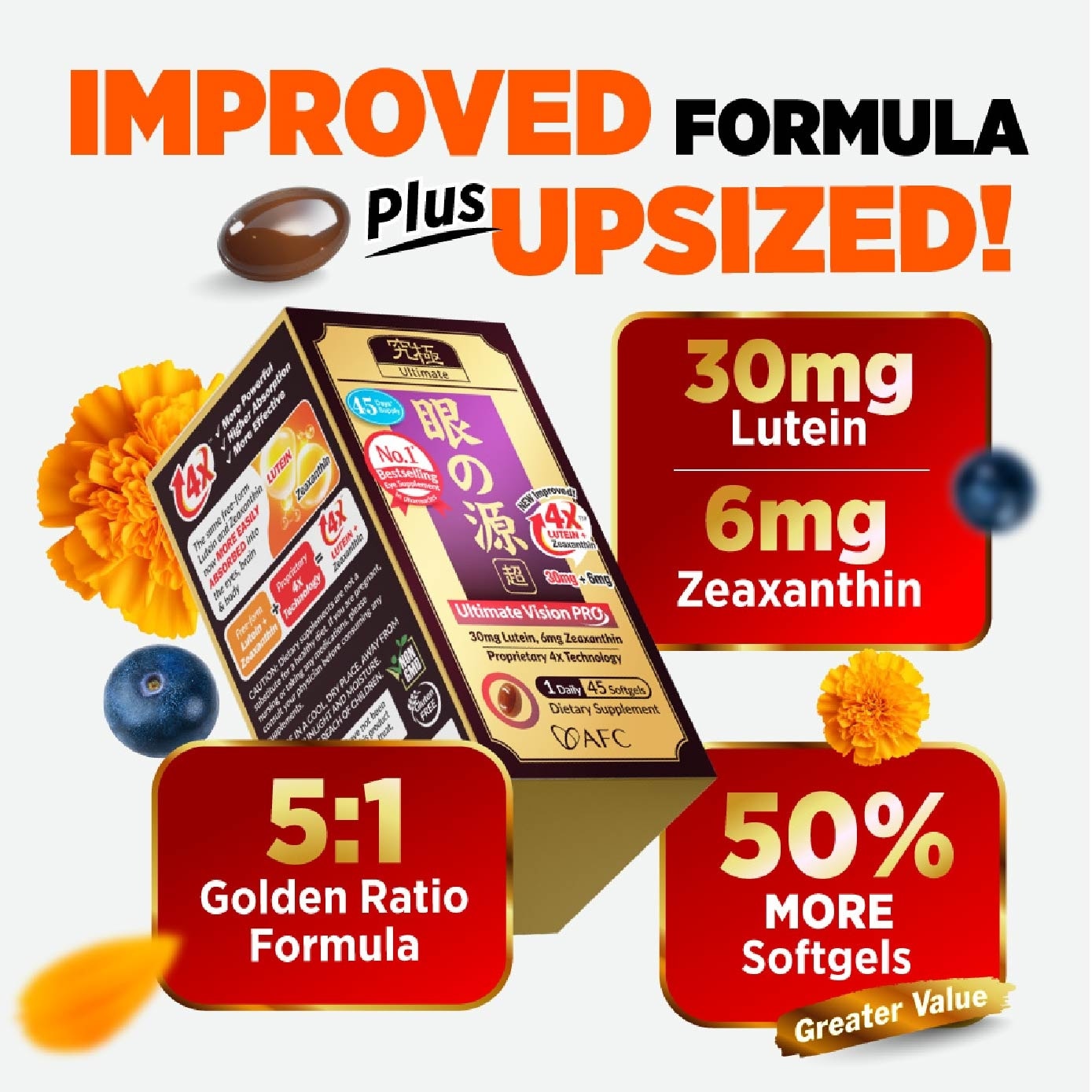 Ultimate Vision PRO 30mg 4X Lutein Zeaxanthin Intensive Eye Health Bundle Set 1s image