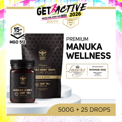 MANUKA SOUTH - UMF 15+ Honey Drops & MGO512 Manuka Honey Bundle Set 1s image