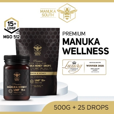MANUKA SOUTH - UMF 15+ Honey Drops & MGO512 Manuka Honey Bundle Set 1s