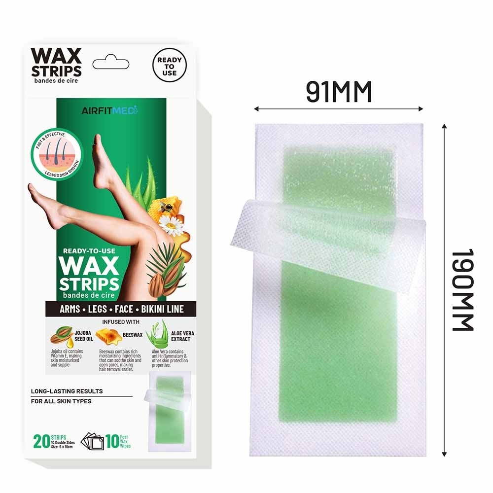 Body & Legs Wax Strips (20 Strips with 10 Post Wax Wipes) 1s