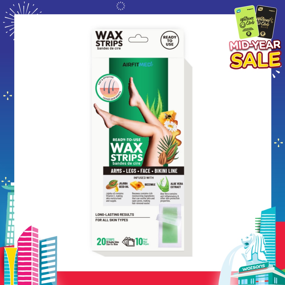 Body & Legs Wax Strips (20 Strips with 10 Post Wax Wipes) 1s