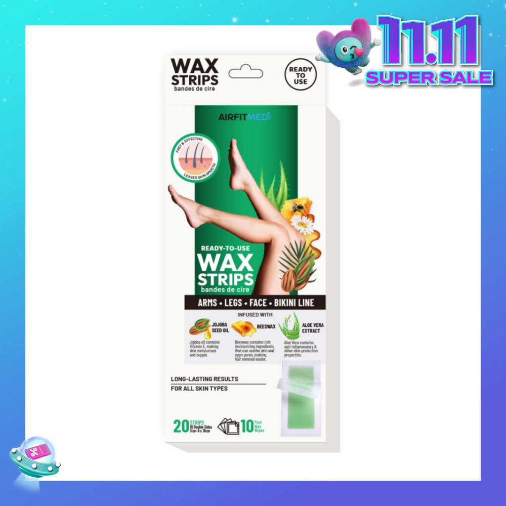 Body & Legs Wax Strips (20 Strips with 10 Post Wax Wipes) 1s