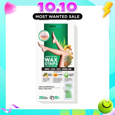 AF MEDI Body & Legs Wax Strips (20 Strips with 10 Post Wax Wipes) 1s (Expiry: Jul`2027) image